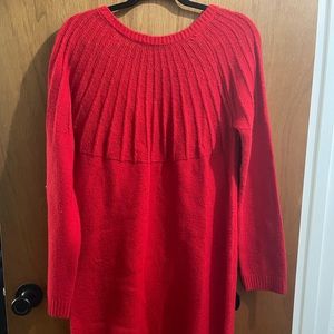 Blue rain red knitted dress with black velvet tie in back